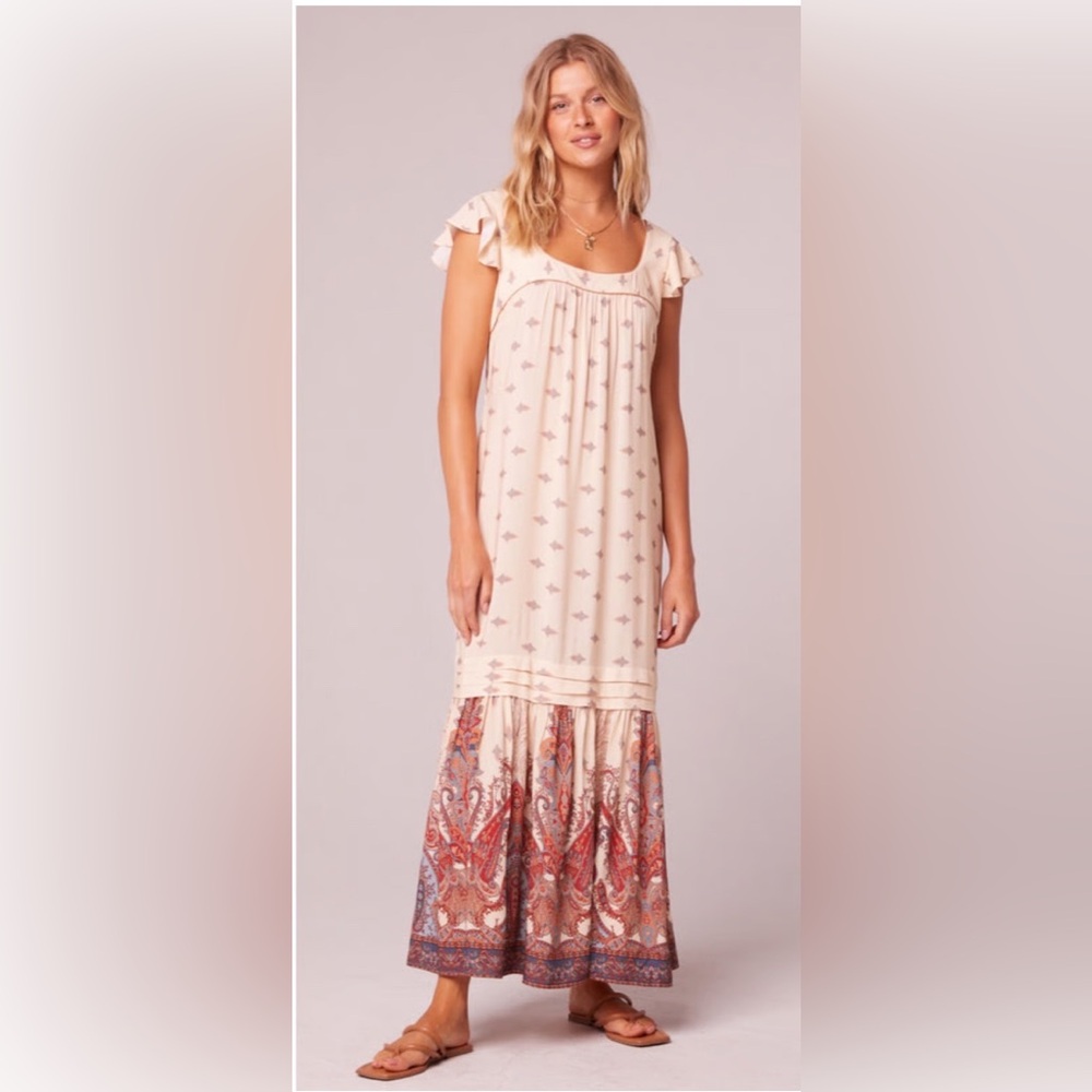 NWT BOG Band Of Gypsies Women's Small S Loose Boho Midi Flutter Sleeve Paisley - Picture 1 of 15